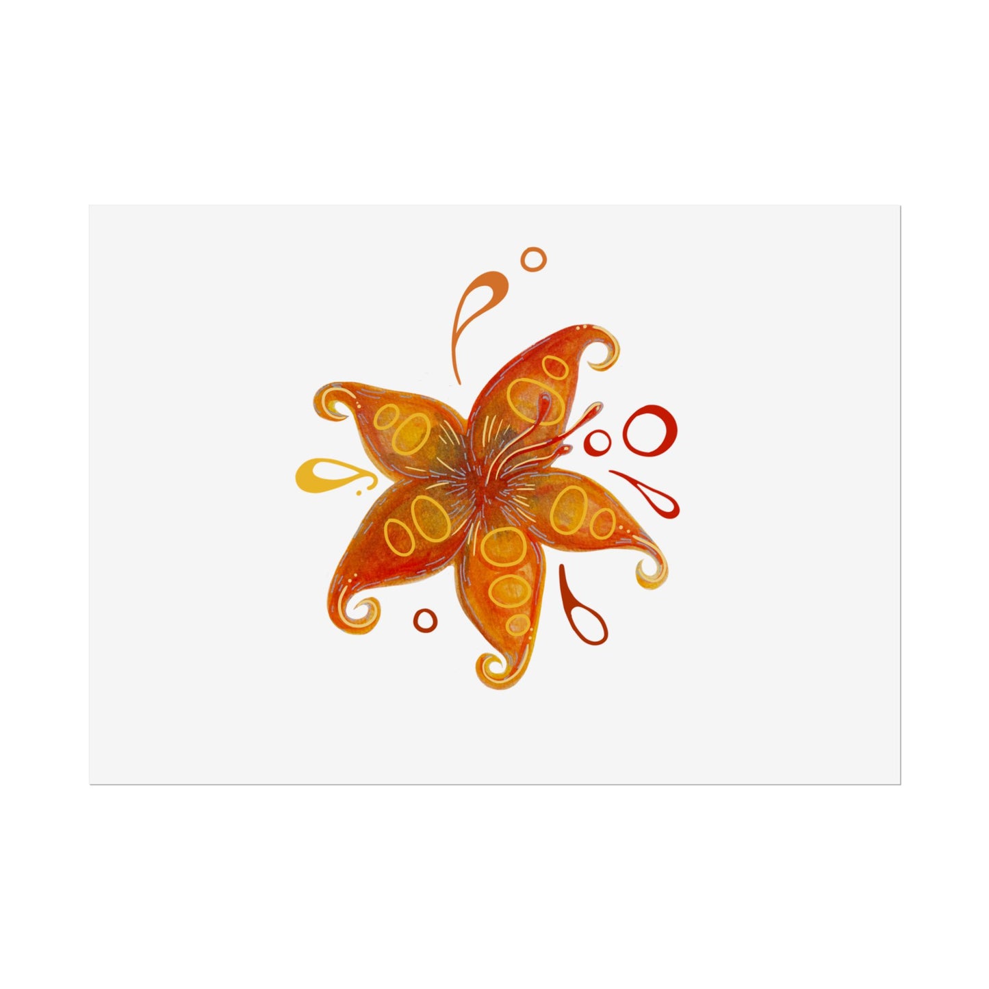 Affiche Orange Floral Starburst — Art mural abstrait de fleurs tropicales (Affiche roulée)